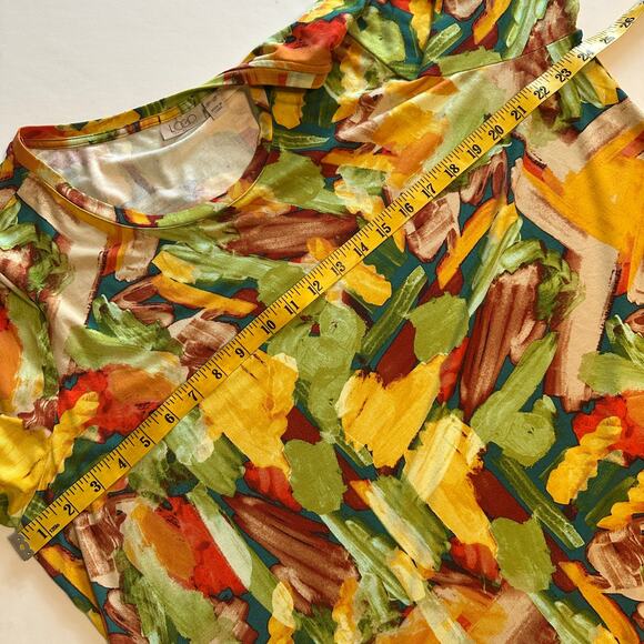 LOGO Lori Goldstein Painterly Artsy Tunic Womens Size 2X Green Multicolor Top - Picture 7 of 8